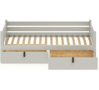 Тахта односпальная Solarius из массива сосны с ортопедическим основанием, 170x80 см (габариты 180x90), с двумя выкатными ящиками, цвет платины tahta80-170plat-orto-2yash