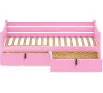 Тахта односпальная Solarius из массива сосны с ортопедическим основанием, 170x80 см (габариты 180x90), с двумя выкатными ящиками, цвет розовый tahta80-170roz-orto-2yash