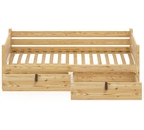 Тахта односпальная Solarius из массива сосны с ортопедическим основанием, 170x90 см (габариты 180x100), с двумя выкатными ящиками, лакированная tahta90-170lak-orto-2yash