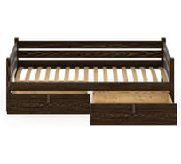 Тахта односпальная Solarius из массива сосны с ортопедическим основанием, 170x90 см (габариты 180x100), с двумя выкатными ящиками, цвет венге tahta90-170ven-orto-2yash