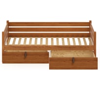 Тахта односпальная Solarius из массива сосны с ортопедическим основанием, 180x80 см (габариты 190x90), с двумя выкатными ящиками, цвет ольхи tahta80-180olha-orto-2yash