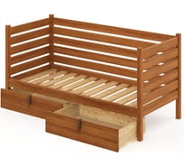 Тахта односпальная Solarius из массива сосны с реечным основанием и высокими бортиками, 100x170 см (габариты 110x180), с двумя выкатными ящиками, цвет ольхи tahta-spin100-170olha-2yash