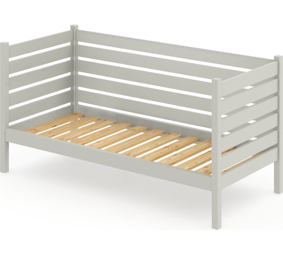 Тахта односпальная Solarius из массива сосны с реечным основанием и высокими бортиками, 100x200 см (габариты 110x210), цвет платины tahta-spin100-200plat 1