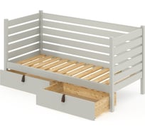 Тахта односпальная Solarius из массива сосны с реечным основанием и высокими бортиками, 80x160 см (габариты 90x170), с двумя выкатными ящиками, цвет платины tahta-spin80-160plat-2yash