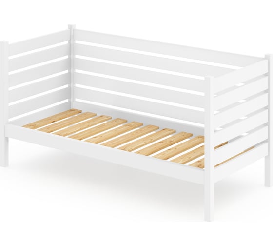 Тахта односпальная Solarius из массива сосны с реечным основанием и высокими бортиками, 90x160 см (габариты 100x170), цвет белый tahta-spin90-160bel 1