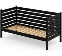 Тахта односпальная Solarius из массива сосны с реечным основанием и высокими бортиками, 90x170 см (габариты 100x180), цвет черного оникса tahta-spin90-170onix