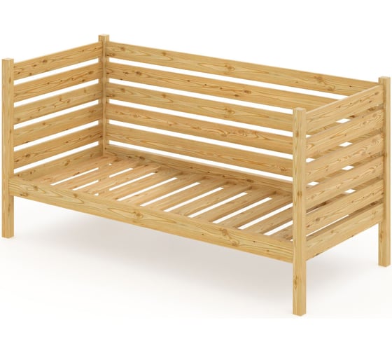 Тахта односпальная Solarius из массива сосны с реечным основанием и высокими бортиками, 90x200 см (габариты 100x210), без шлифовки и покраски tahta-spin90-200net 1