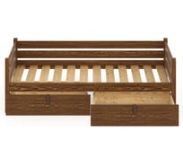 Тахта односпальная Solarius из массива сосны с реечным основанием, 180x100 см (габариты 190x110), с двумя выкатными ящиками, цвет темного дуба tahta100-180temd-2yash