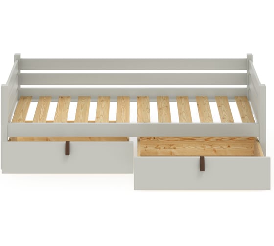 Тахта односпальная Solarius из массива сосны с реечным основанием, 180x100 см (габариты 190x110), с двумя выкатными ящиками, цвет платины tahta100-180plat-2yash 1
