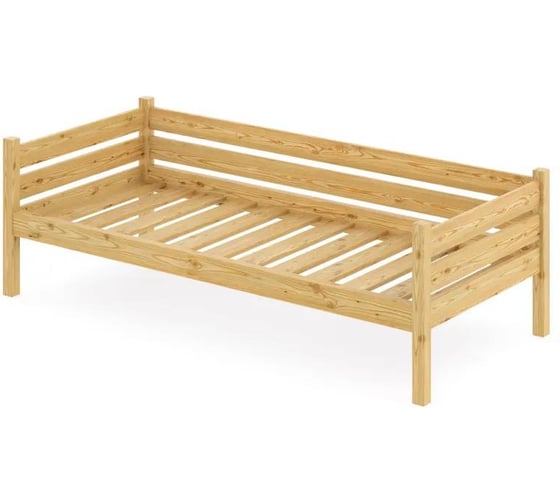 Тахта односпальная Solarius из массива сосны с реечным основанием, 180x100 см (габариты 190x110), с двумя выкатными ящиками, без шлифовки и покраски tahta100-180net-2yash 1