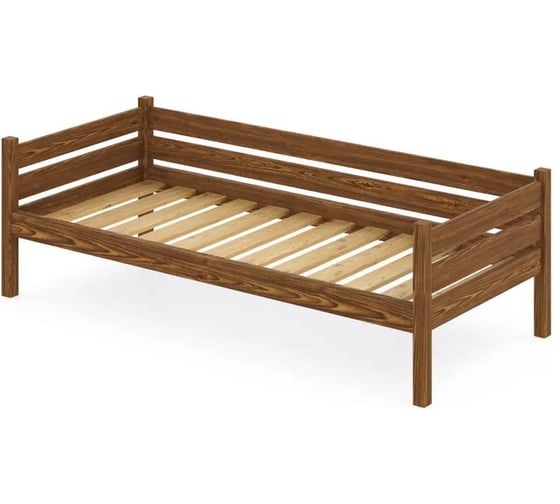 Тахта односпальная Solarius из массива сосны с реечным основанием, 200x80 см (габариты 210x90), цвет темного дуба tahta80-200temd 1