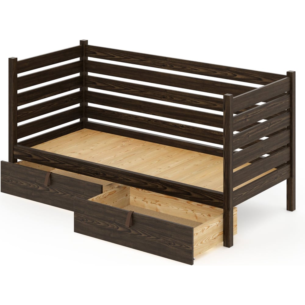 Тахта односпальная Solarius из массива сосны со сплошным основанием и ...