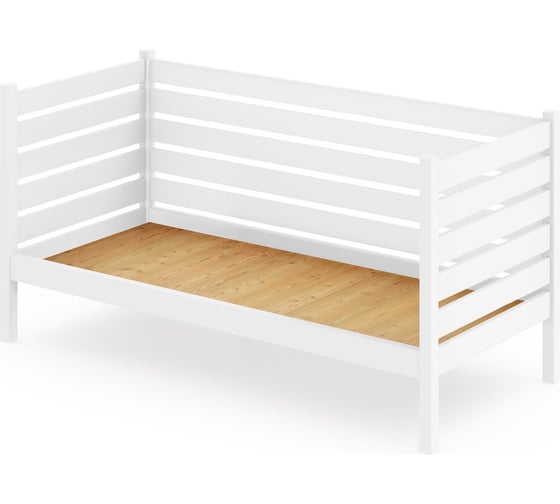 Тахта односпальная Solarius из массива сосны со сплошным основанием и высокими бортиками, 100x190 см (габариты 110x200), цвет белый tahta-spin100-190bel-full 1