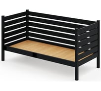 Тахта односпальная Solarius из массива сосны со сплошным основанием и высокими бортиками, 80x180 см (габариты 90x190), цвет антрацит tahta-spin80-180ser-full