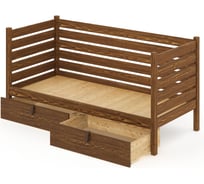 Тахта односпальная Solarius из массива сосны со сплошным основанием и высокими бортиками, 90x180 см (габариты 100x190), с двумя выкатными ящиками, цвет темного дуба tahta-spin90-180temd-full-2yash