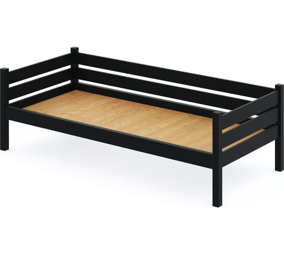 Тахта односпальная Solarius из массива сосны со сплошным основанием, 170x80 см (габариты 180x90), цвет антрацит tahta80-170ser-full 1