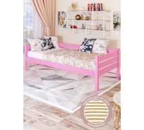 Тахта односпальная Solarius из массива сосны, с ортопедическим основанием, 180x90 см, габариты 190x100, цвет розовый tahta90-180roz-orto