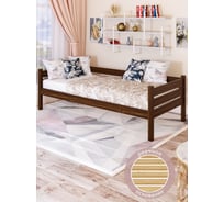 Тахта односпальная Solarius из массива сосны, с реечным основанием, 170x100 см, габариты 180x110, цвет темного дуба tahta100-170temd