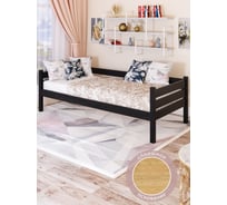 Тахта односпальная Solarius из массива сосны, со сплошным основанием, 190x80 см, габариты 200x90, цвет черного оникса tahta80-190onix-full