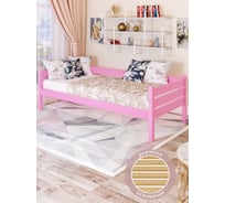 Тахта односпальная Solarius из массива сосны, с реечным основанием, 180x100 см, габариты 190x110, цвет розовый tahta100-180roz