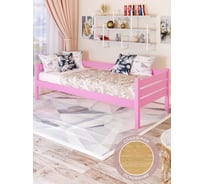 Тахта односпальная Solarius из массива сосны, со сплошным основанием, 160x80 см, габариты 170x90, цвет розовый tahta80-160roz-full