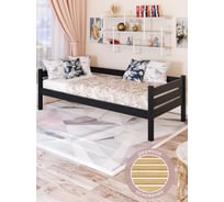 Тахта односпальная Solarius из массива сосны, с реечным основанием, 170x90 см, габариты 180x100, цвет антрацит tahta90-170ser