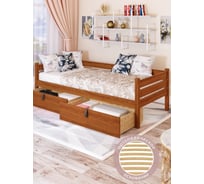 Тахта односпальная Solarius из массива сосны, с ортопедическим основанием, 160x80 см, габариты 170x90, с двумя выкатными ящиками, цвет ольхи tahta80-160olha-orto-2yash