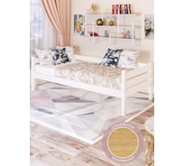 Тахта односпальная Solarius из массива сосны, со сплошным основанием, 190x90 см, габариты 200x100, цвет белый tahta90-190bel-full