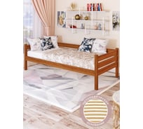 Тахта односпальная Solarius из массива сосны, с ортопедическим основанием, 200x80 см, габариты 210x90, цвет ольхи tahta80-200olha-orto