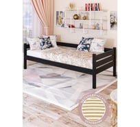 Тахта односпальная Solarius из массива сосны, с ортопедическим основанием, 180x90 см, габариты 190x100, цвет черного оникса tahta90-180onix-orto