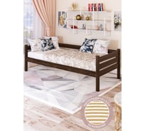 Тахта односпальная Solarius из массива сосны, с ортопедическим основанием, 190x80 см, габариты 200x90, цвет венге tahta80-190ven-orto