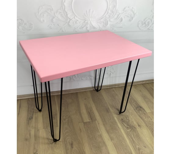 Стол Solarius Loft из массива сосны, 40 мм, на шпильках, 120x80x75 см, цвет розовый 710-10006