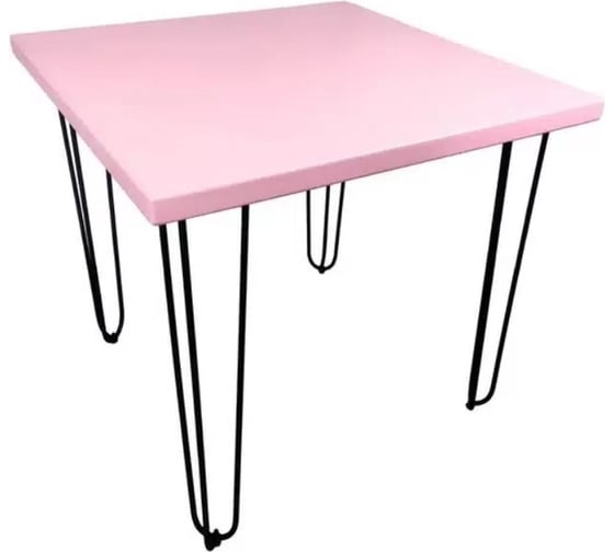 Стол Solarius Loft квадратный, из массива сосны, 40 мм, на шпильках, 60x60x75 см, цвет розовый 710-10009 1
