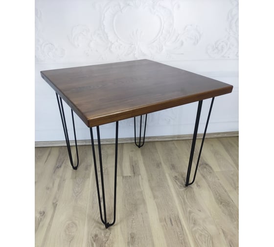Стол Solarius Loft квадратный, из массива сосны, 40 мм, на шпильках, 60x60x75 см, цвет темный дуб 710-10001 1