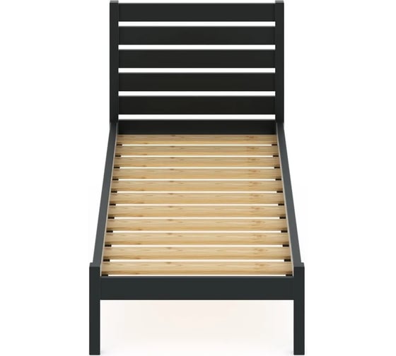 Односпальная кровать Solarius Классика из массива сосны с реечным основанием и высокой спинкой, цвет антрацит, 90x190 см klas-spin90ser-190 1