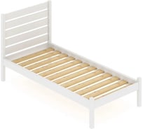 Односпальная кровать Solarius Классика из массива сосны с реечным основанием и высокой спинкой, цвет белый, 90x190 см klas-spin90bel-190