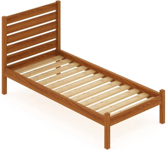 Односпальная кровать Solarius Классика из массива сосны с реечным основанием и высокой спинкой, цвет ольхи, 80x190 см klas-spin80olha-190 1