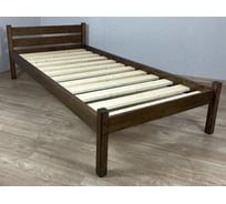 Односпальная кровать Solarius Классика из массива сосны с реечным основанием, 190x100 см (габариты 200x110), цвет темный дуб 100kltemd-190