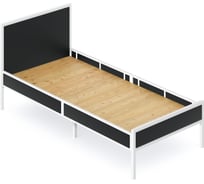 Кровать односпальная Solarius Лофт Компакт со сплошным основанием, цвет антрацит с белым металлическим каркасом, 90x200 см KOMP90loft-ser-white-full