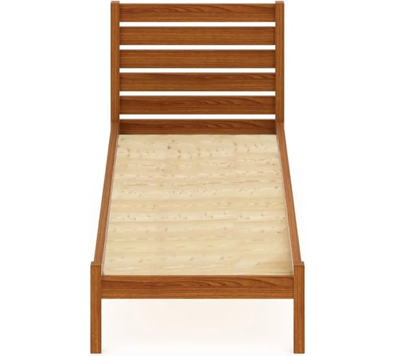 Односпальная кровать Solarius Классика из массива сосны со сплошным основанием и высокой спинкой, цвет ольхи, 90x190 см klas-spin90olha-190-full 1