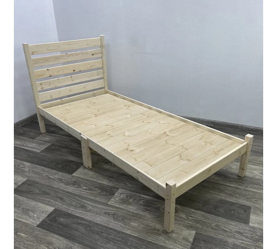 Односпальная кровать Solarius Классика Компакт из массива сосны с высокой спинкой и сплошным основанием, без покраски, 60x190 см kompakt-spin60-190-full 1