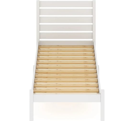 Односпальная кровать Solarius Классика Компакт с высокой спинкой, из массива сосны с реечным основанием, цвет белый, 80x200 см kompakt-spin80bel 1