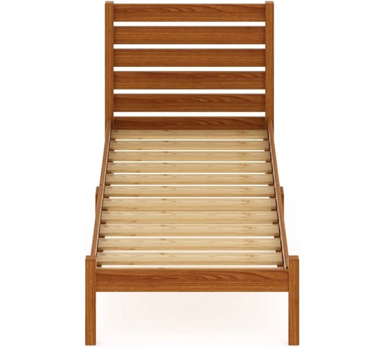 Односпальная кровать Solarius Классика Компакт с высокой спинкой, из массива сосны с реечным основанием, цвет ольхи, 70x190 см kompakt-spin70olha-190 1