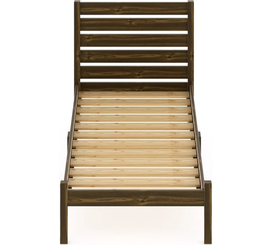 Односпальная кровать Solarius Классика Компакт с высокой спинкой, из массива сосны с реечным основанием, цвет темного дуба, 70x200 см kompakt-spin70temdub 1