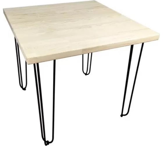 Стол Solarius Loft квадратный, из массива сосны, 40 мм, на шпильках, 60x60x75 см, не крашеный 710-10007 1