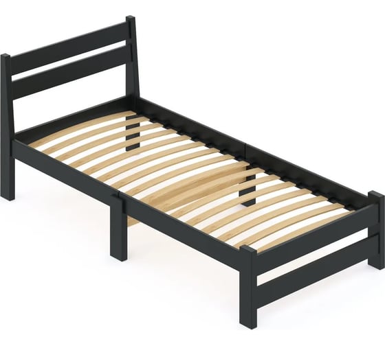 Односпальная кровать Solarius Мишка Компакт сосновая с ортопедическим основанием, цвет антрацит, 70x200 см mortokompakt70ser 1