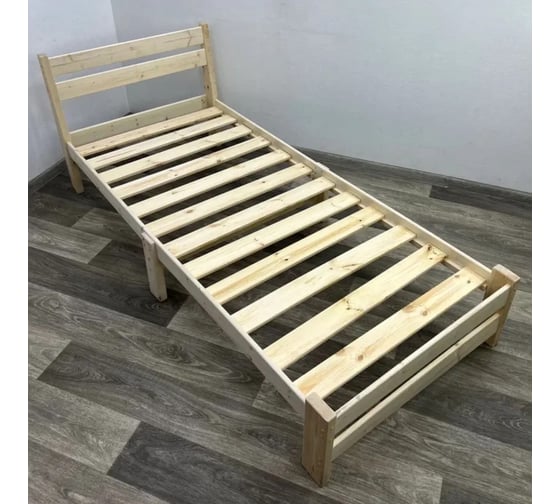 Односпальная кровать Solarius Мишка Компакт сосновая с реечным основанием, без шлифовки и покраски, 80x190 см mkompakt80net-190 1