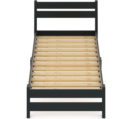 Односпальная кровать Solarius Мишка Компакт сосновая с реечным основанием, цвет антрацит, 70x200 см mkompakt70ser 1