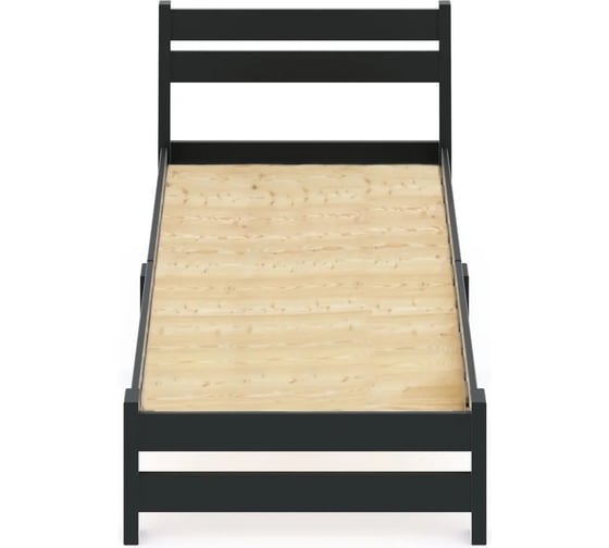 Односпальная кровать Solarius Мишка Компакт сосновая со сплошным основанием, цвет антрацит, 60x190 см mkompakt60ser-190-full 1