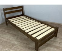 Односпальная кровать Solarius Мишка усиленная из массива сосны с реечным основанием, 200x100 см (габариты 210x110), цвет темный дуб 100mtemd